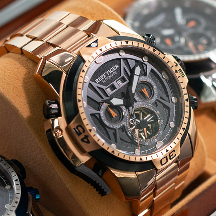Reef Tiger Men's Aurora Transformers Skeleton Automatic Mechanical Watch image 4