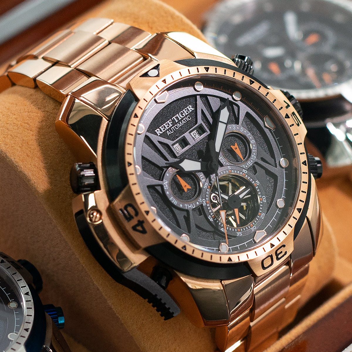 Reef Tiger Men's Aurora Transformers Skeleton Automatic Mechanical Watch image 4