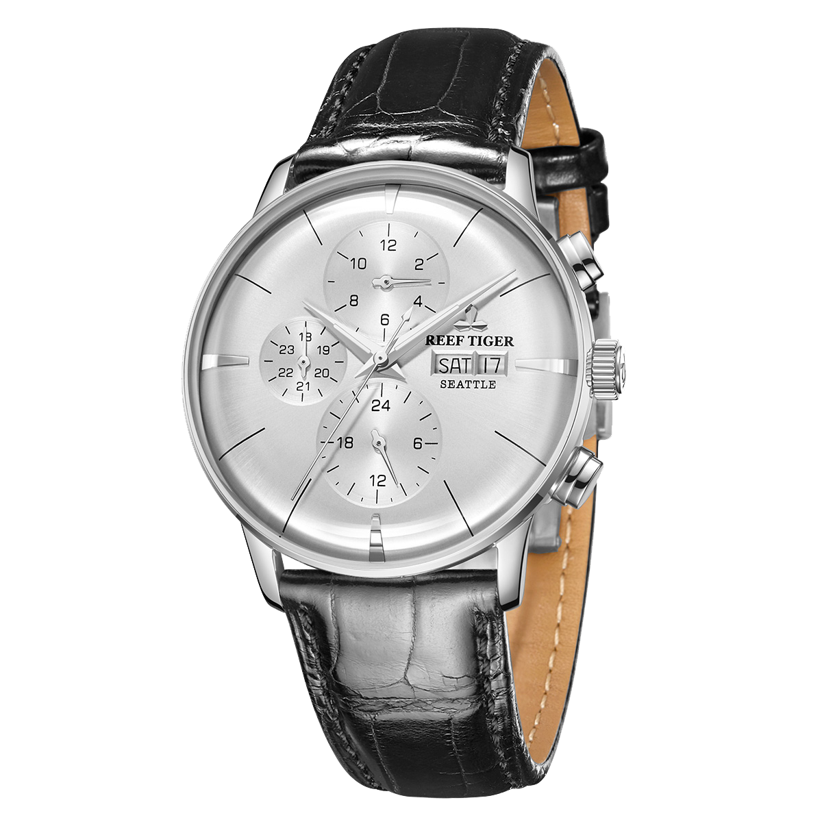 Reef Tiger Men's Seattle Chiefs Automatic Luxury Vintage Dress Chronograph Watch image 2