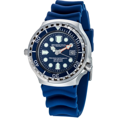 RIEDENSCHILD PRECISION INSRUMENTS GERMANY Divers Taucheruhr 1000m Helium Valve Watch Silver/Blue image 0