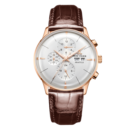 Reef Tiger Men's Seattle Chiefs Automatic Luxury Vintage Dress Chronograph Watch image 0