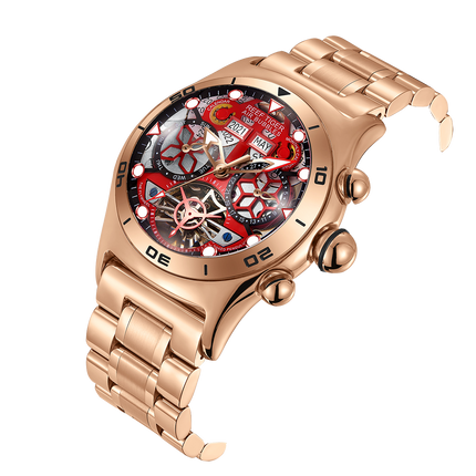 Reef Tiger Men's Aurora Air Bubbles Automatic Mechanical Skeleton Watch Rose Gold/Camel image 5