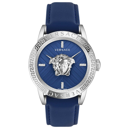 Versace Men's V-Code 43mm Blue Leather Watch image 0