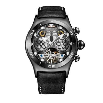 Reef Tiger Men's Aurora Air Bubbles Automatic Mechanical Skeleton Watch image 11