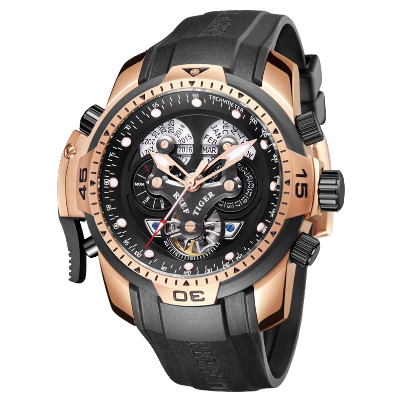 Reef Tiger Luxury Men's Aurora Concept Rose Gold Military Automatic Sport Watch image 12