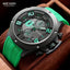 MEGIR Men's Submarine II Chronograph Date 47mm Silicone Strap Watch Green