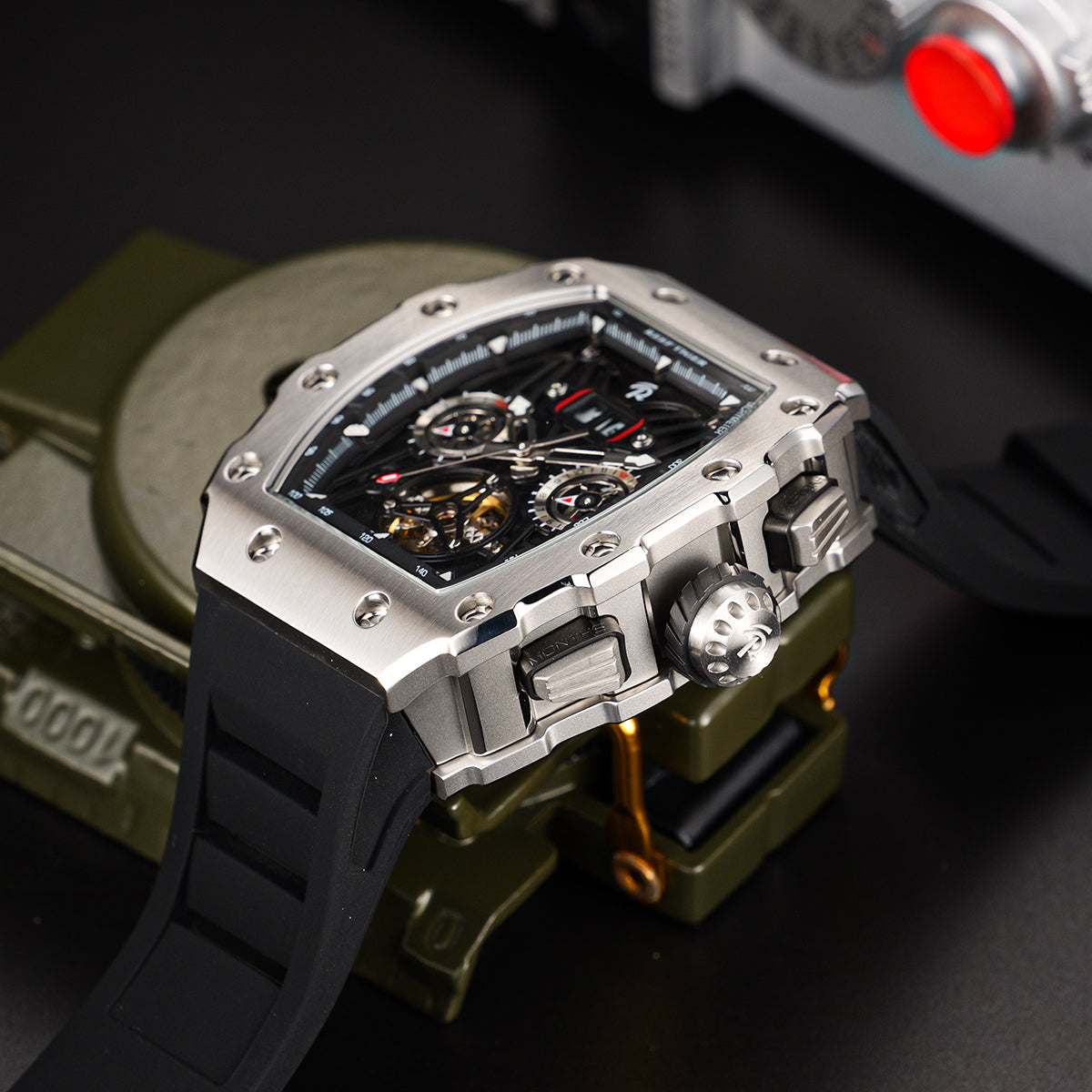 Reef Tiger Men's Aurora Titan Mechanical Multifunctional Day/Date Skeleton Automatic Watch RGA3009 image 8