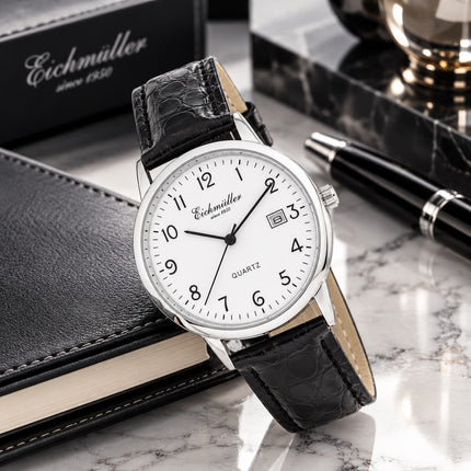**EICHMULLER** since 1950 Germany Men's Classic 38mm Easy Read Date Watch Croco