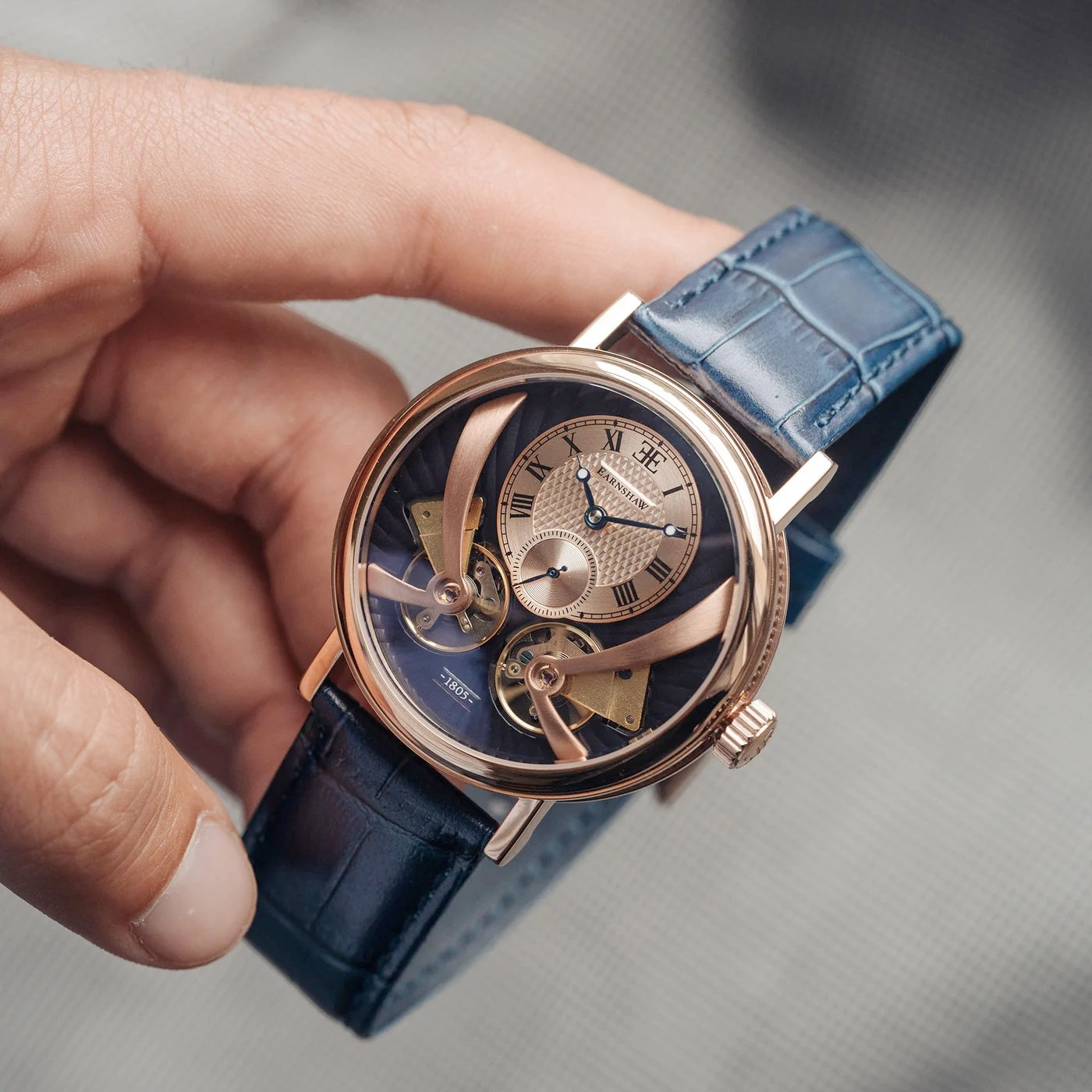 THOMAS EARNSHAW BEAUFORT ANATOLIA DOUBLE BARREL AUTOMATIC Regency Blue