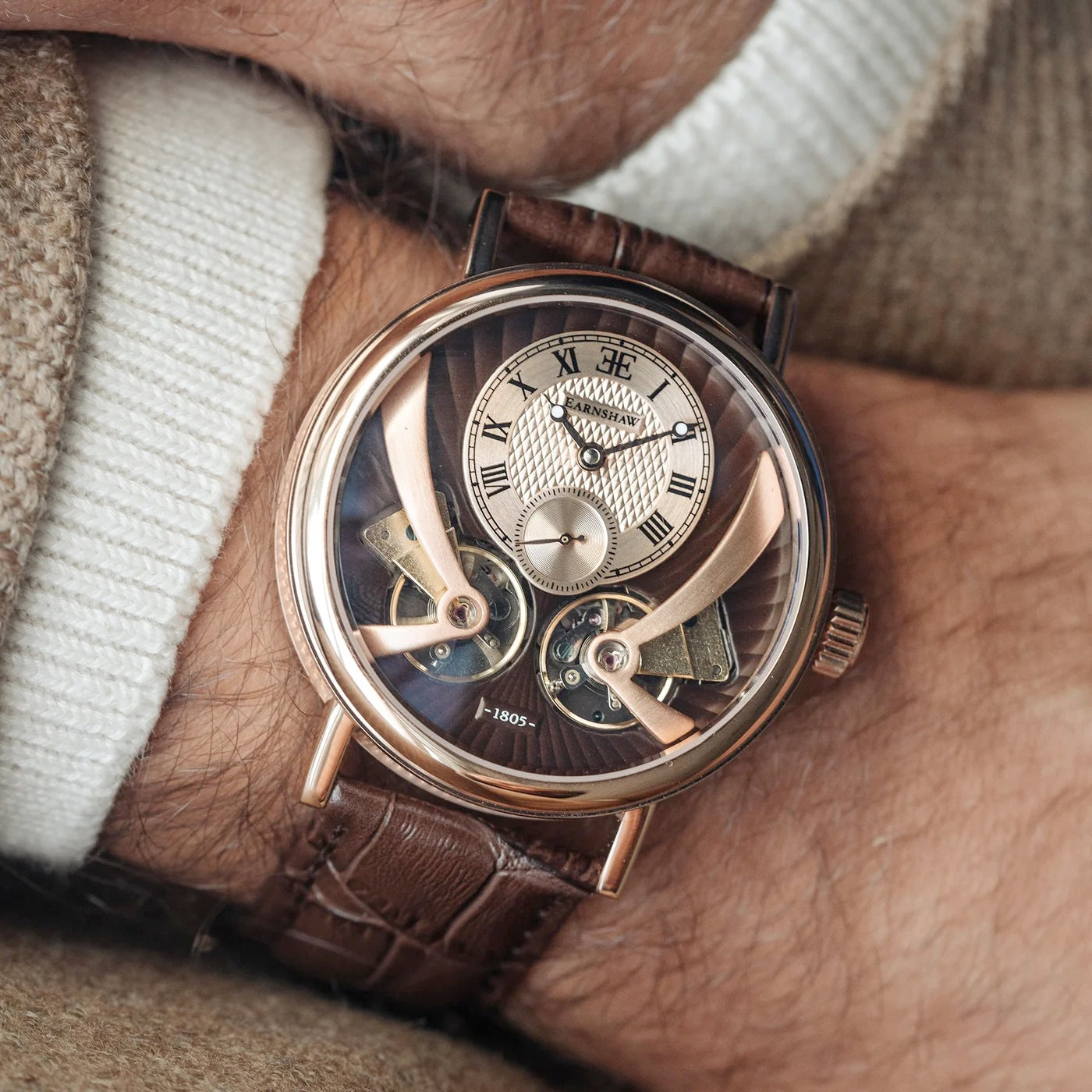 THOMAS EARNSHAW BEAUFORT ANATOLIA DOUBLE BARREL AUTOMATIC MAHOGANY BROWN