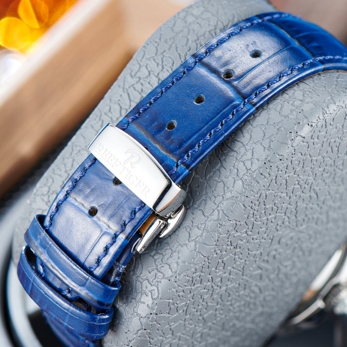 Reef Tiger Classic Philosopher Zirconia Bezel Multifunctional Mechanical Moon Phase Automatic Watch Blue RGA1988 image 6