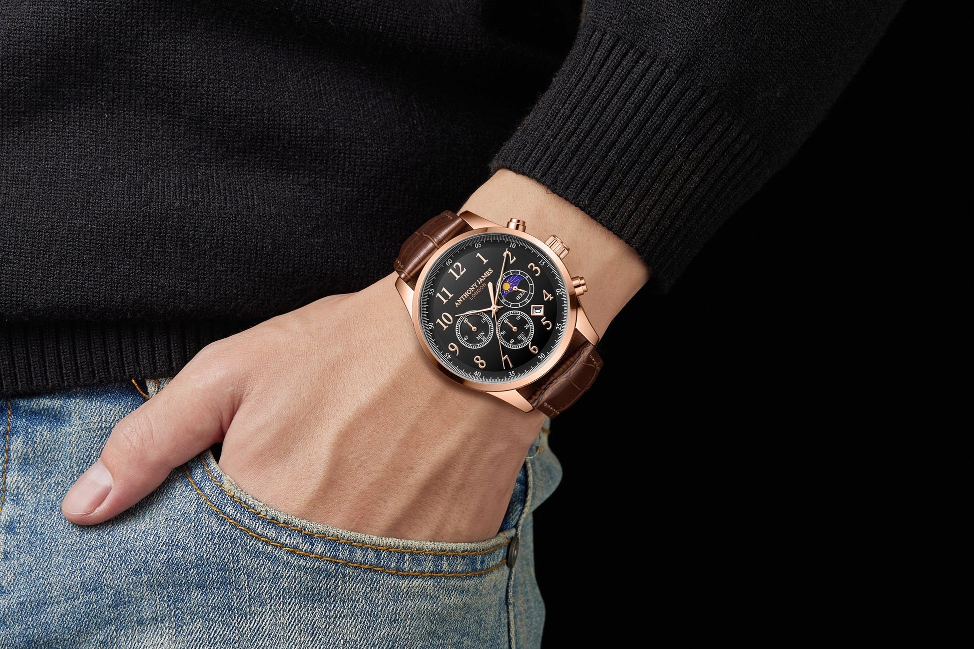 Moonphase Chronograph Rose Black image 3