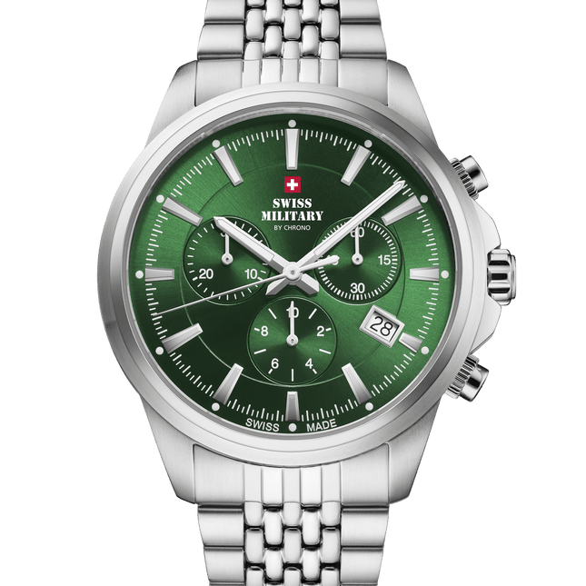 Swiss Military SM34107.04 – Classic Chronograph Watch Green Steel image 0