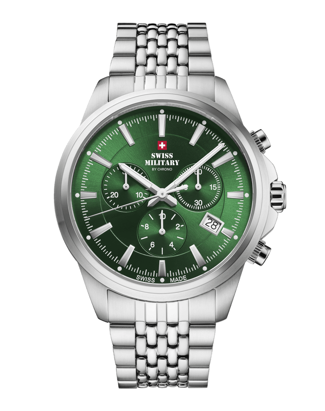 Swiss Military SM34107.04 – Classic Chronograph Watch Green Steel image 0