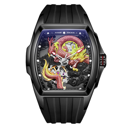 Reef Tiger Men's Aurora Chinese Dragon Skeleton Automatic Watch image 0
