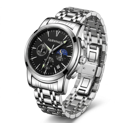 Mark FAIRWHALE FW-5630 LUNARYS - Men’s Moon Phase Watch with Auto Date & Stainless Steel Strap