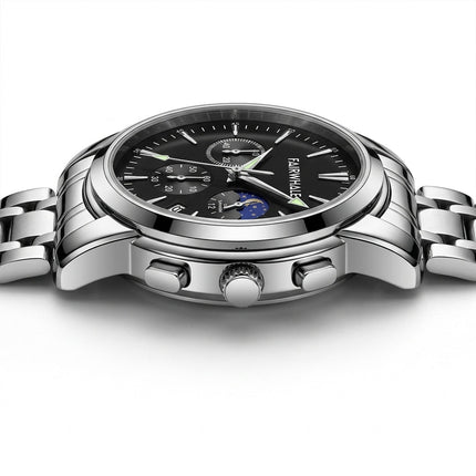 Mark FAIRWHALE FW-5630 LUNARYS - Men’s Moon Phase Watch with Auto Date & Stainless Steel Strap