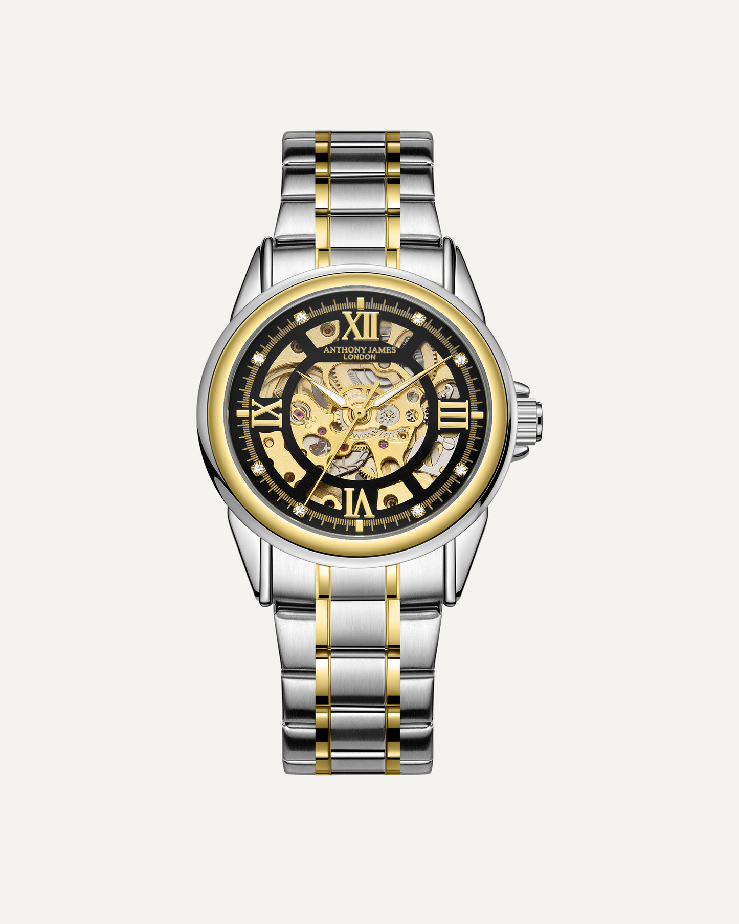 Skeleton Automatic Two Tone Gold & Steel Mens Watch image 0