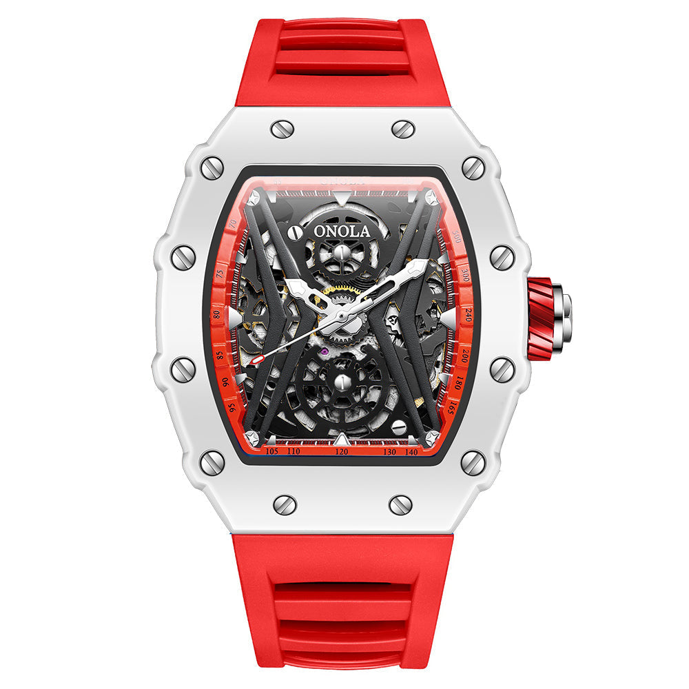 ONOLA Rhythm Automatic Mechanical Watch MILK - White / Red image