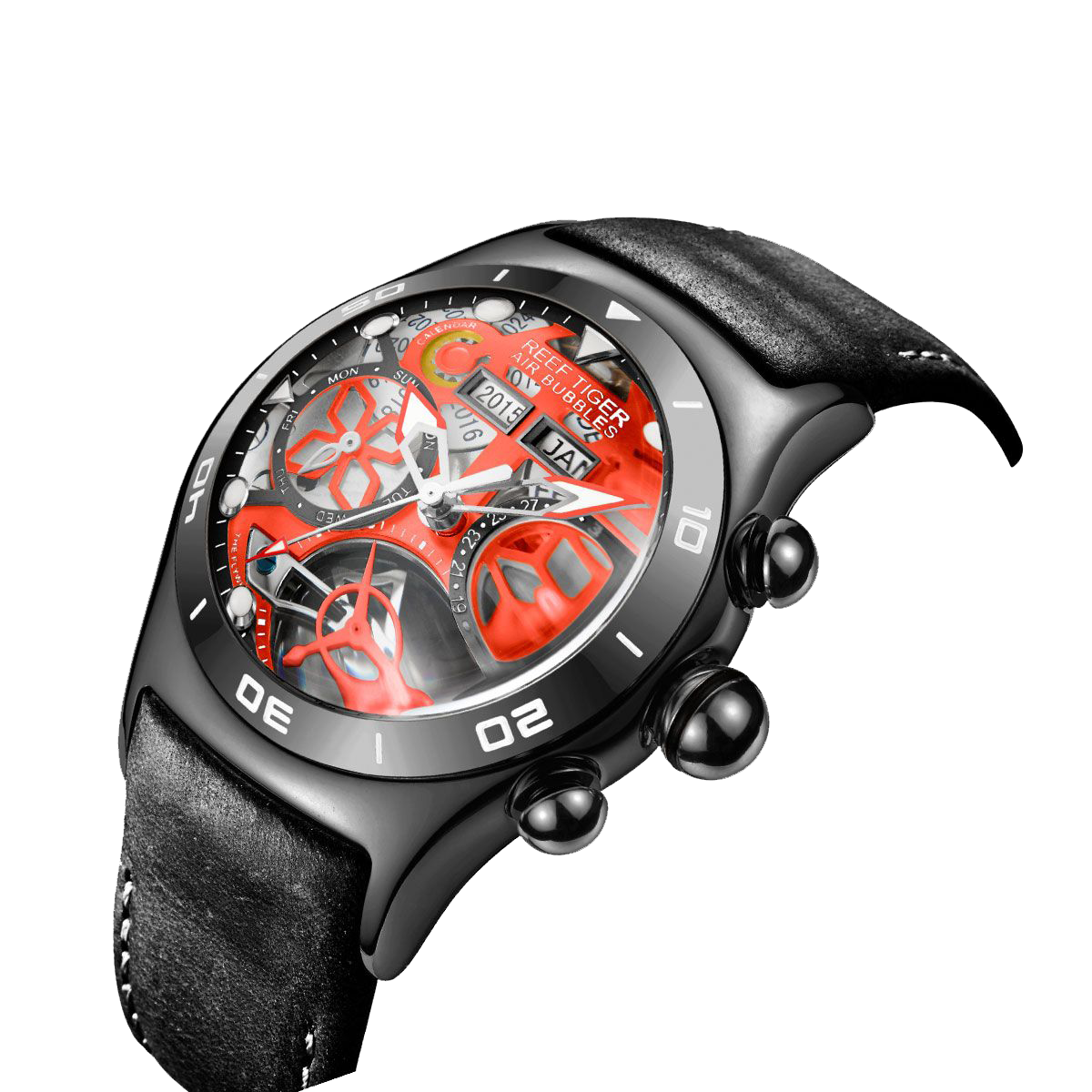 Reef Tiger Men's Aurora Air Bubbles Automatic Mechanical Skeleton Watch image 1