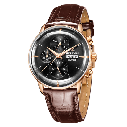 Reef Tiger Men's Seattle Chiefs Automatic Luxury Vintage Dress Chronograph Watch image 2