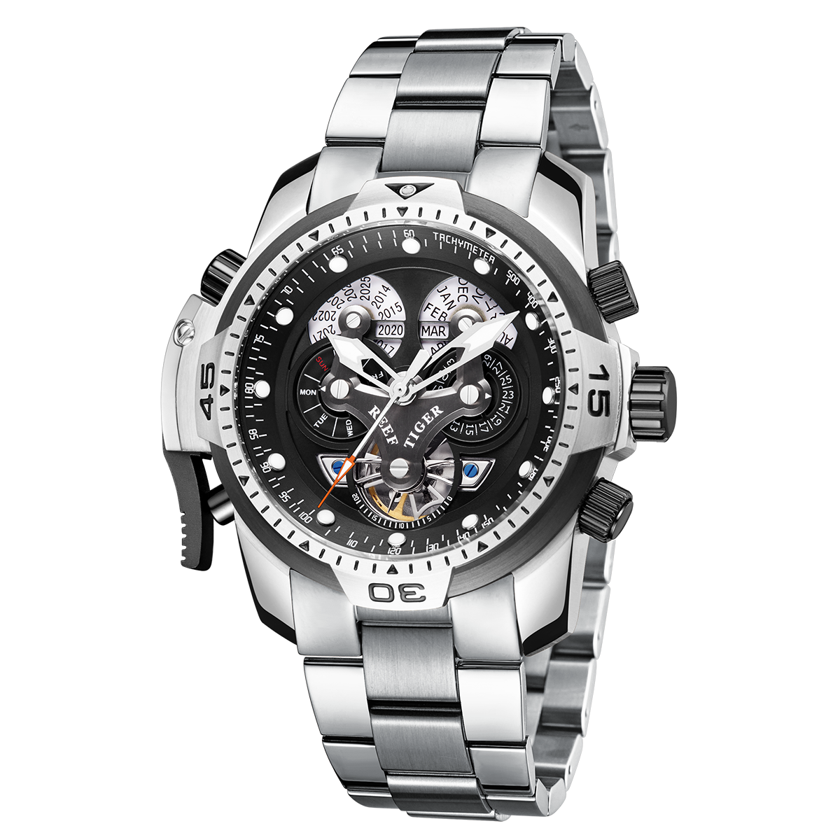 Reef Tiger Men's Aurora Concept Skeleton Automatic Mechanical Watch image 8