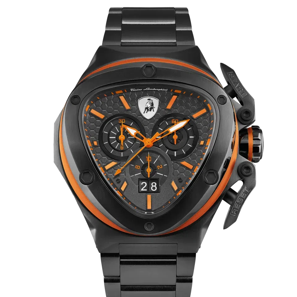 TONINO LAMBORGHINI Spyder X Steel Bracelet Watch Black / Orange