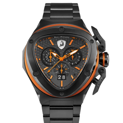 TONINO LAMBORGHINI Spyder X Steel Bracelet Watch Black / Orange