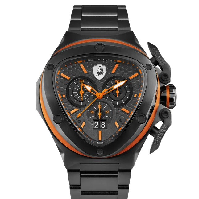 TONINO LAMBORGHINI Spyder X Steel Bracelet Watch Black / Orange