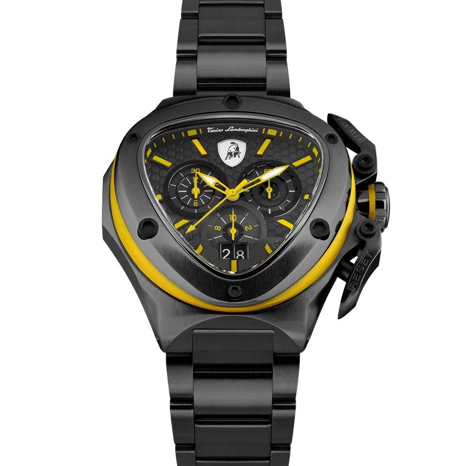 TONINO LAMBORGHINI Spyder X Steel Bracelet Watch Black / Yellow