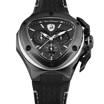 TONINO LAMBORGHINI Spyder X Leather Watch Black / White