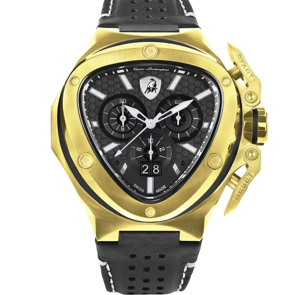 TONINO LAMBORGHINI Spyder X Leather Watch Yellow Gold