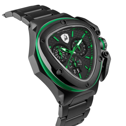 TONINO LAMBORGHINI Spyder X Steel Bracelet Watch Black / Green