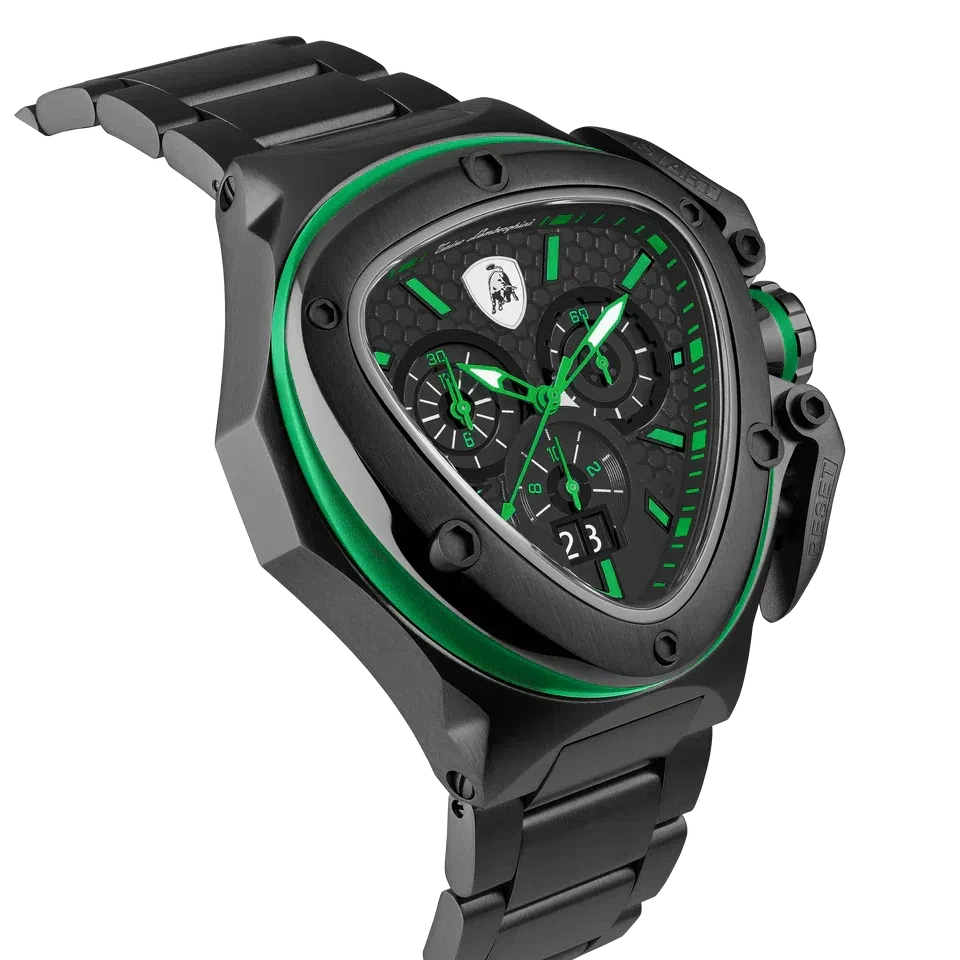 TONINO LAMBORGHINI Spyder X Steel Bracelet Watch Black / Green