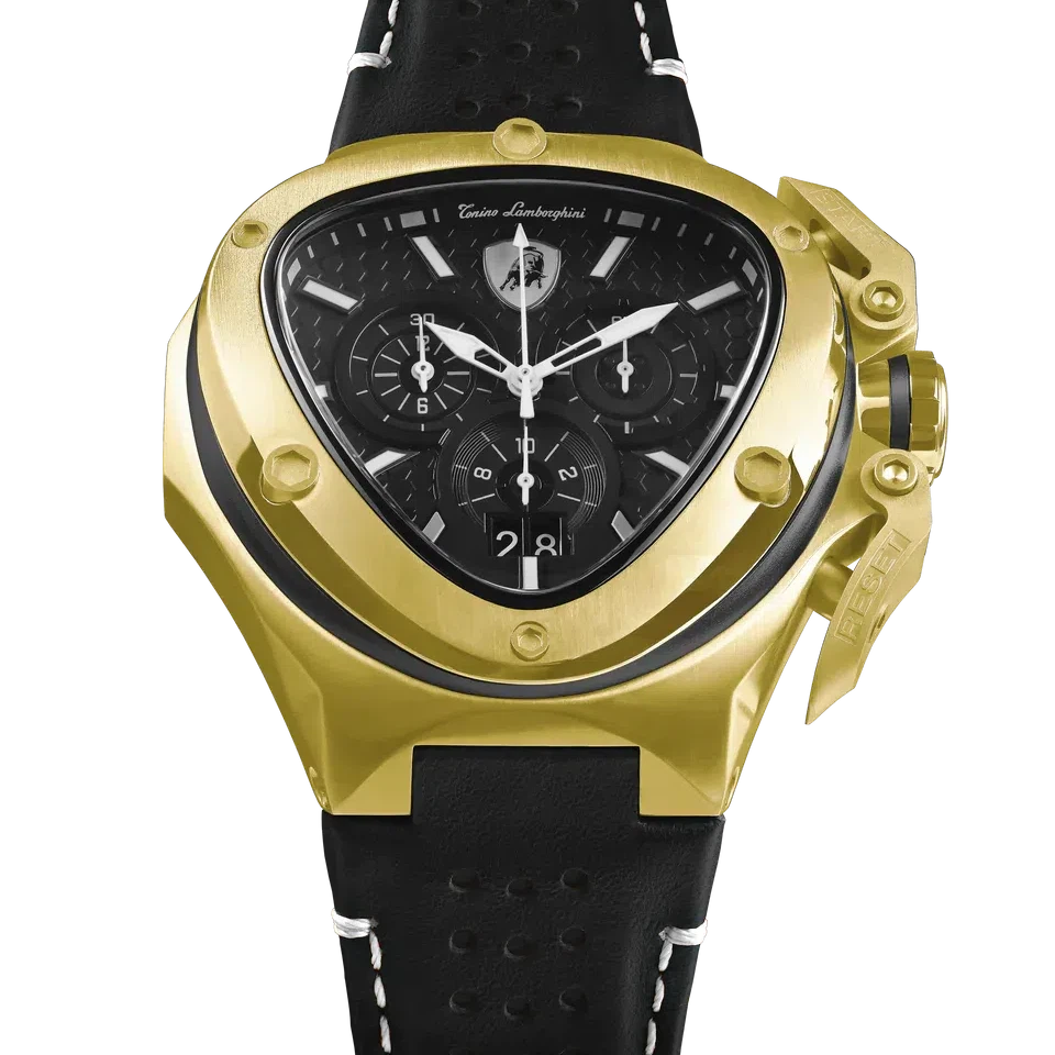 TONINO LAMBORGHINI Spyder X Leather Watch Yellow Gold