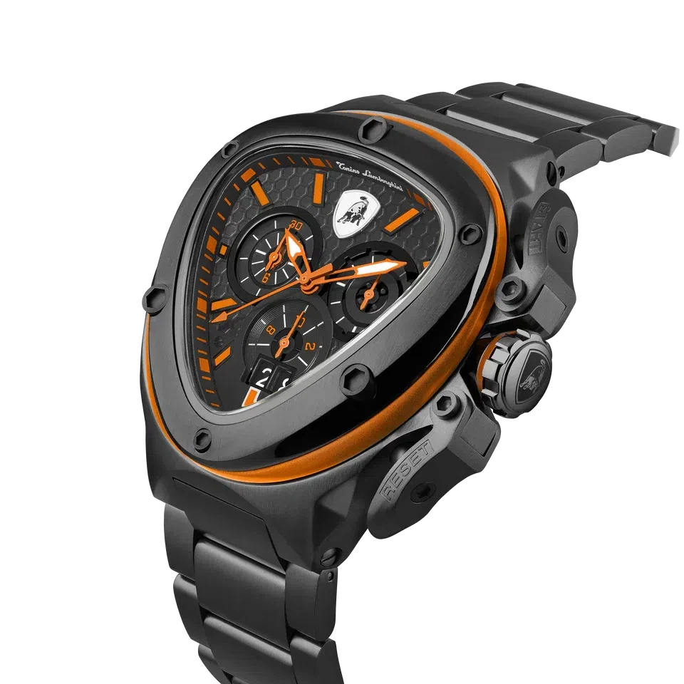 TONINO LAMBORGHINI Spyder X Steel Bracelet Watch Black / Orange