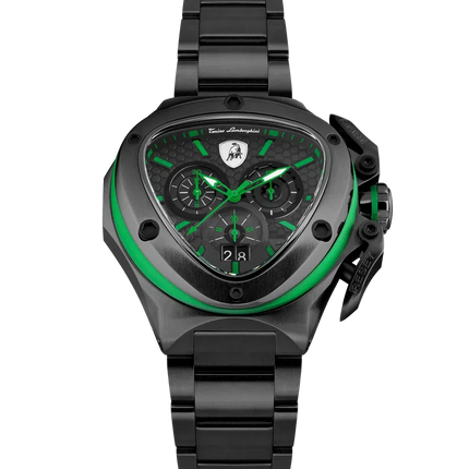 TONINO LAMBORGHINI Spyder X Steel Bracelet Watch Black / Green