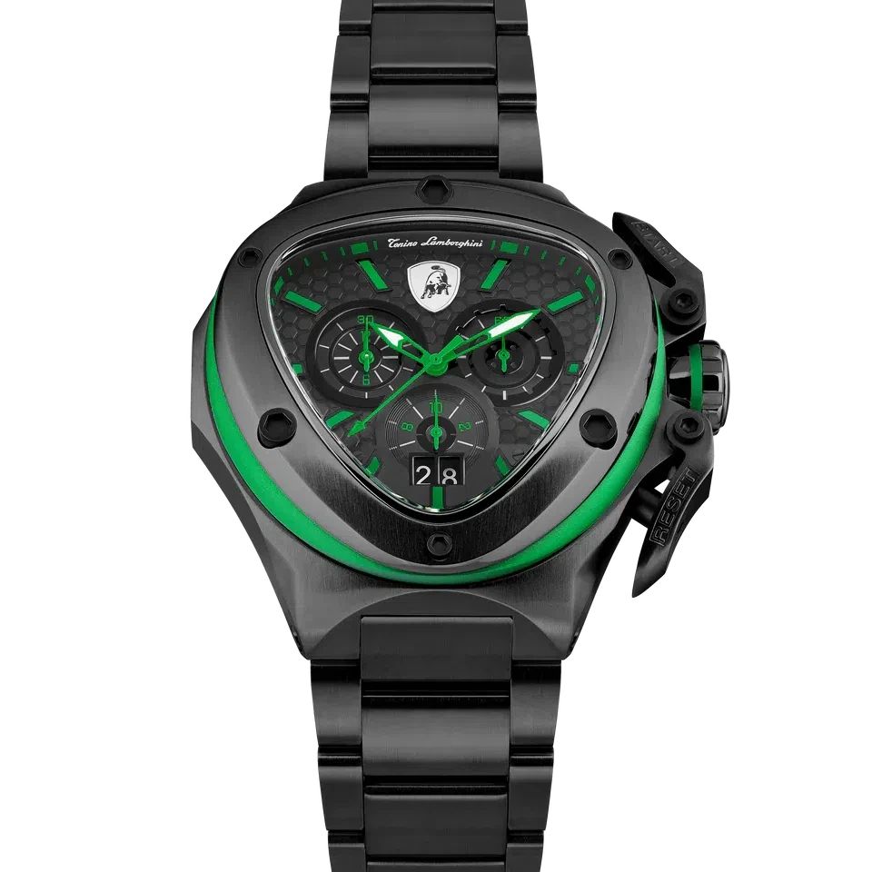 TONINO LAMBORGHINI Spyder X Steel Bracelet Watch Black / Green