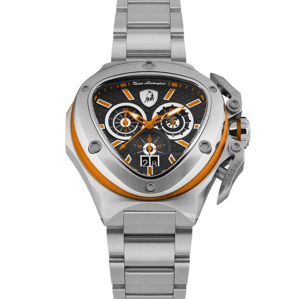 TONINO LAMBORGHINI Spyder X Steel Watch Silver / Orange