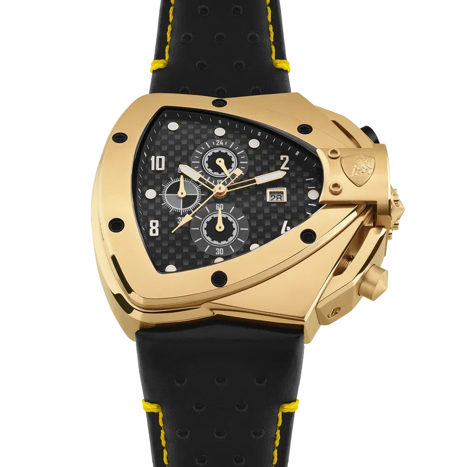 TONINO LAMBORGHINI Spyder H Leather Watch Yellow Gold