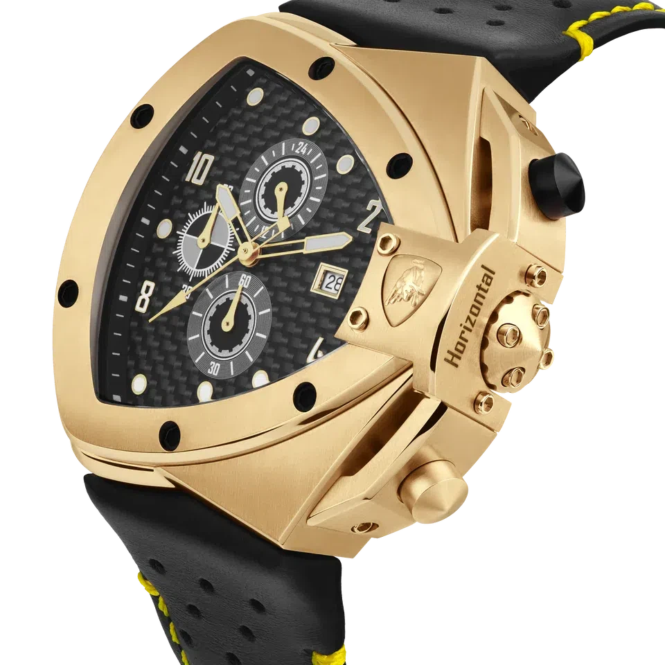 TONINO LAMBORGHINI Spyder H Leather Watch Yellow Gold