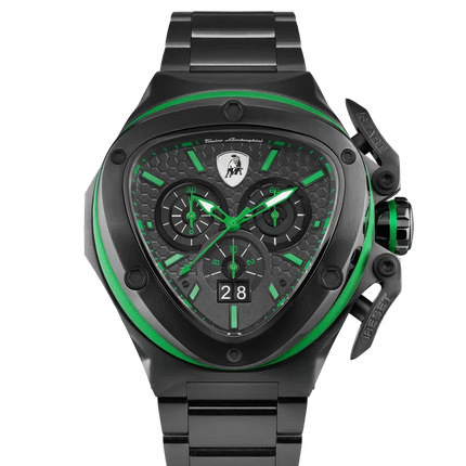 TONINO LAMBORGHINI Spyder X Steel Bracelet Watch Black / Green