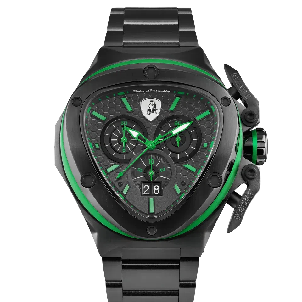 TONINO LAMBORGHINI Spyder X Steel Bracelet Watch Black / Green