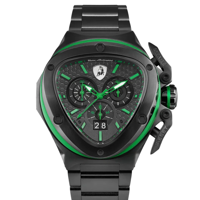 TONINO LAMBORGHINI Spyder X Steel Bracelet Watch Black / Green