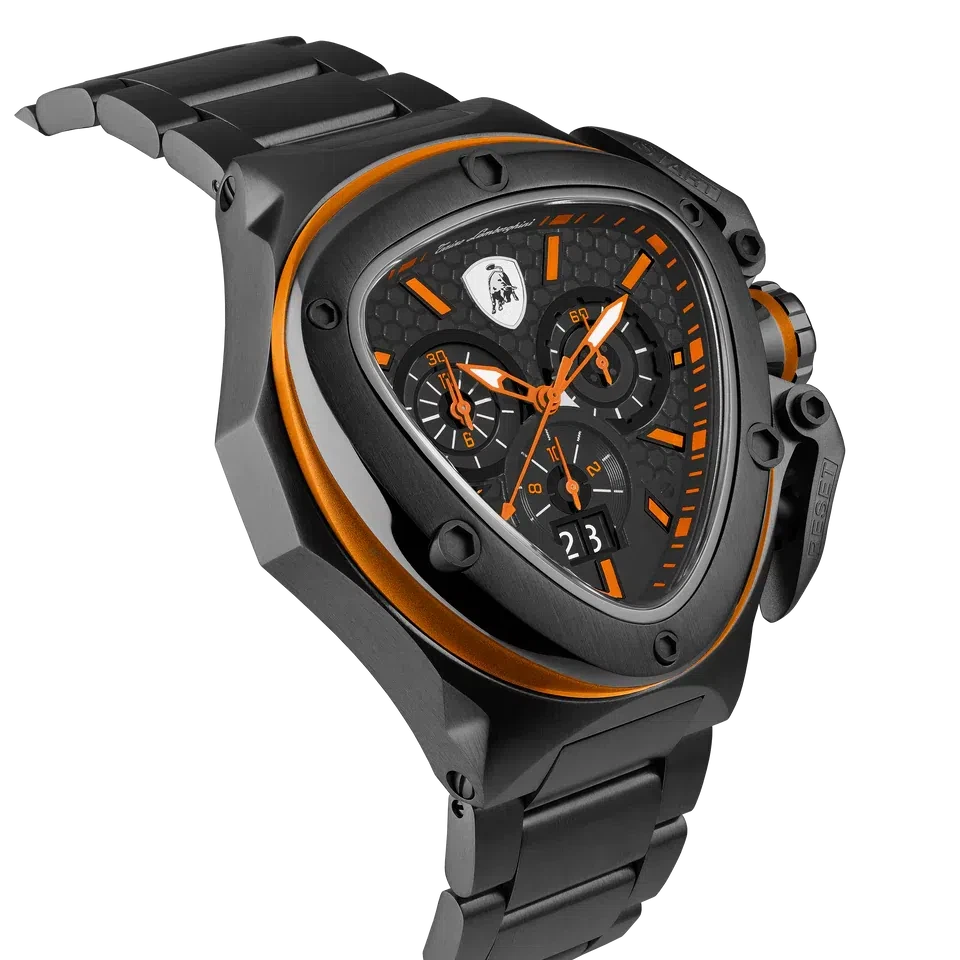 TONINO LAMBORGHINI Spyder X Steel Bracelet Watch Black / Orange