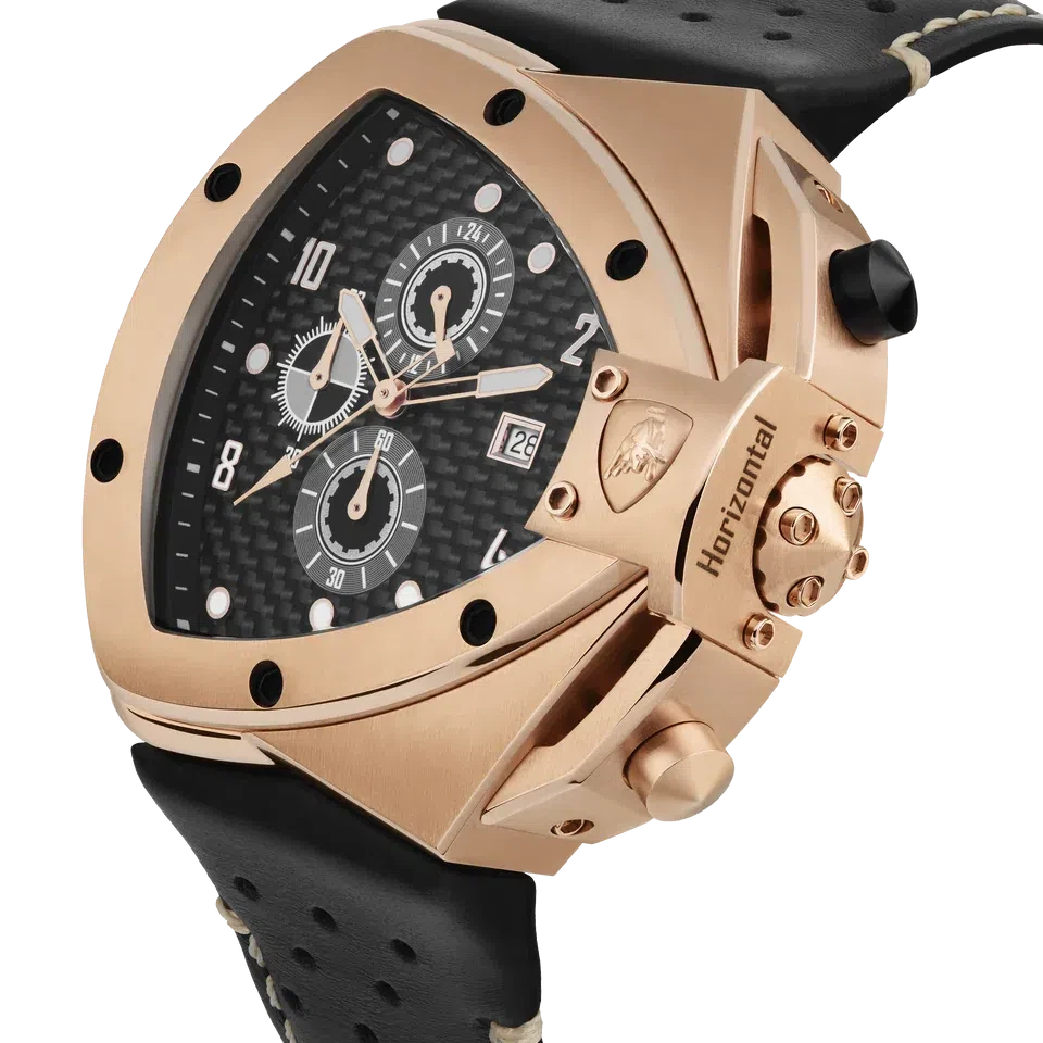 TONINO LAMBORGHINI Spyder H Leather Watch Rose Gold