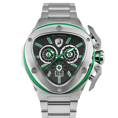 TONINO LAMBORGHINI Spyder X Steel Watch Silver / Green