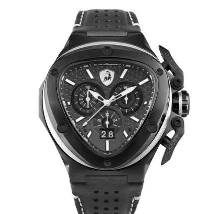 TONINO LAMBORGHINI Spyder X Leather Watch Black / White