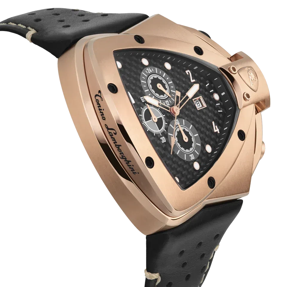 TONINO LAMBORGHINI Spyder H Leather Watch Rose Gold