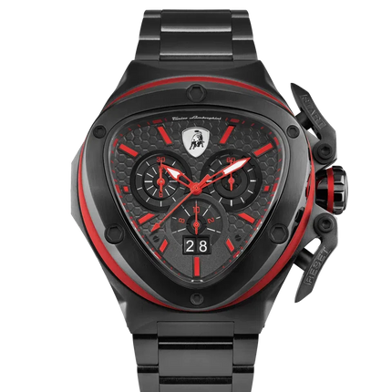 TONINO LAMBORGHINI Spyder X Steel Bracelet Watch Black / Red